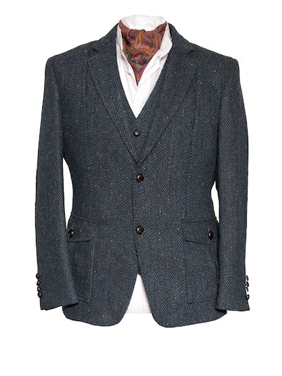 Blue Herringbone Tweed Jacket - Irish Centre