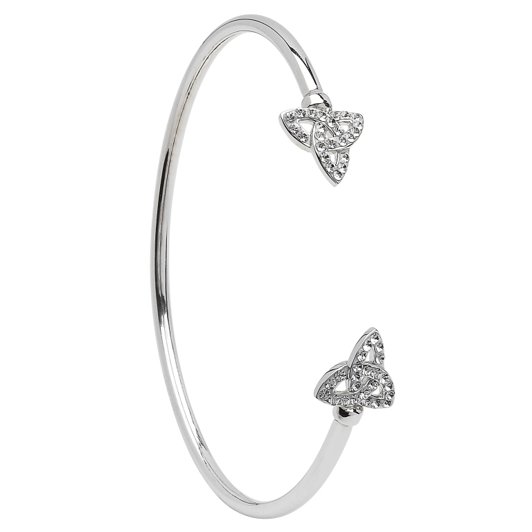 Silver Bangle Bracelet with Crystals
