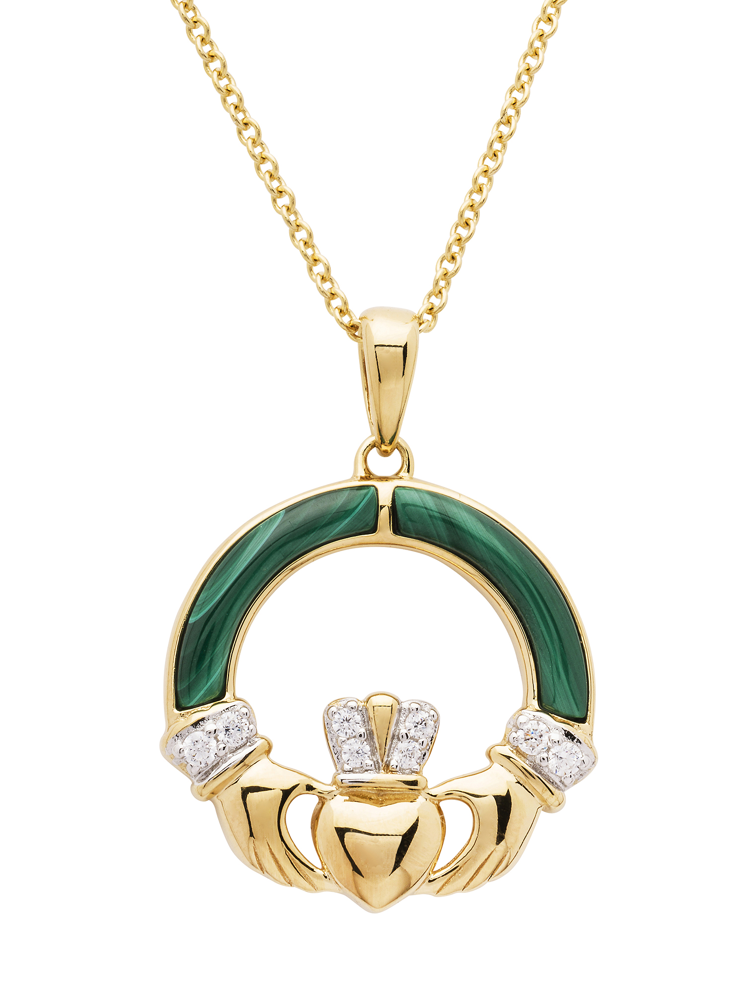 Sterling Silver Irish Claddagh Pendant & Earrings Set Emerald CZ Green  Stone NEW | eBay